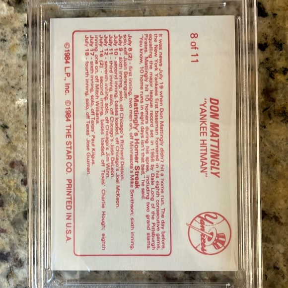 1988 Star Don Mattingly Baseball Card Homers In 8 Straight PSA GEM MINT 10 - Picture 3 of 3